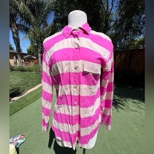 Splendid Pink and White Casual Button Down Shirt